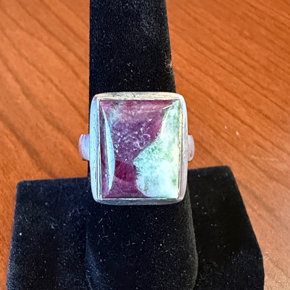 Vintage 925 Sterling Silver Ruby in Fuschite Ring Size 8